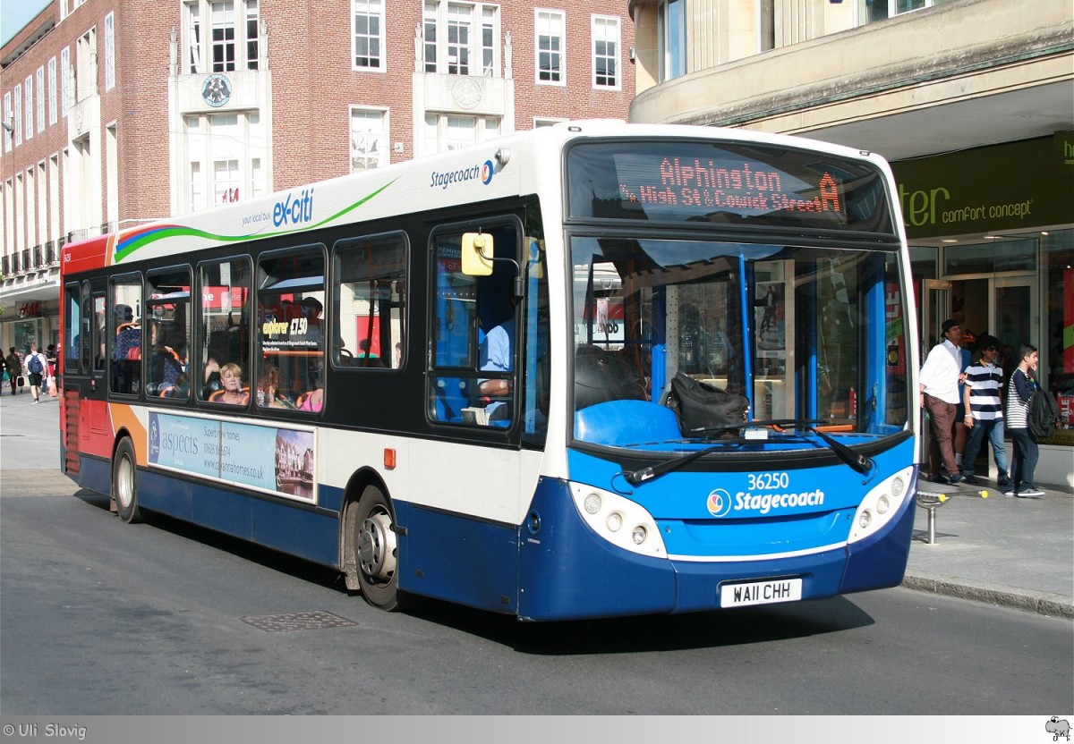 Alexander Dennis Enviro200 Dart  Stagecoach - Your local bus Ex-Citi  # 36250 aufgenommen am 6. August 2014 in Exeter / England.