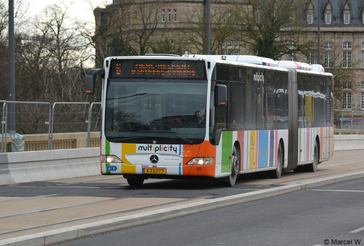 Am 03.02.2018 wurde KJ 6277 auf der Linie 6 in Luxemburg Stadt gesichtet. Aufgenommen wurde ein Mercedes Benz Citaro G Facelift.