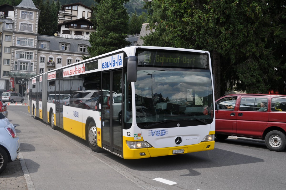 Am 07.07.2015 fährt GR-88321 auf der Linie 1 durch Davos / Schweiz. Aufgenommen wurde ein Mercedes Benz Citaro Facelift.
