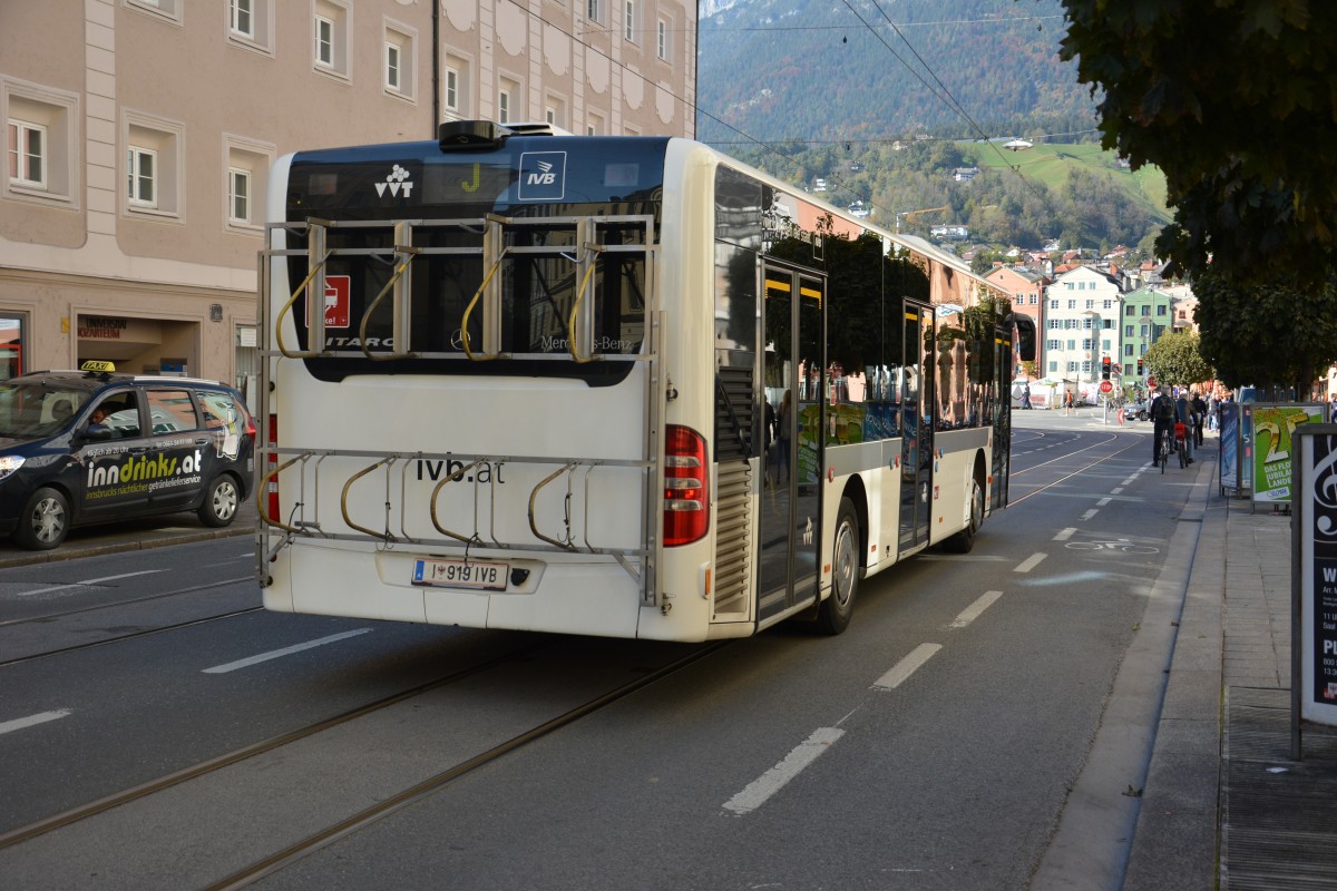 Am 12.10.2015 wurde dieser Mercedes Benz Citaro Facelift (I-919IVB) in der Innenstadt von Innsbruck gesichtet.
