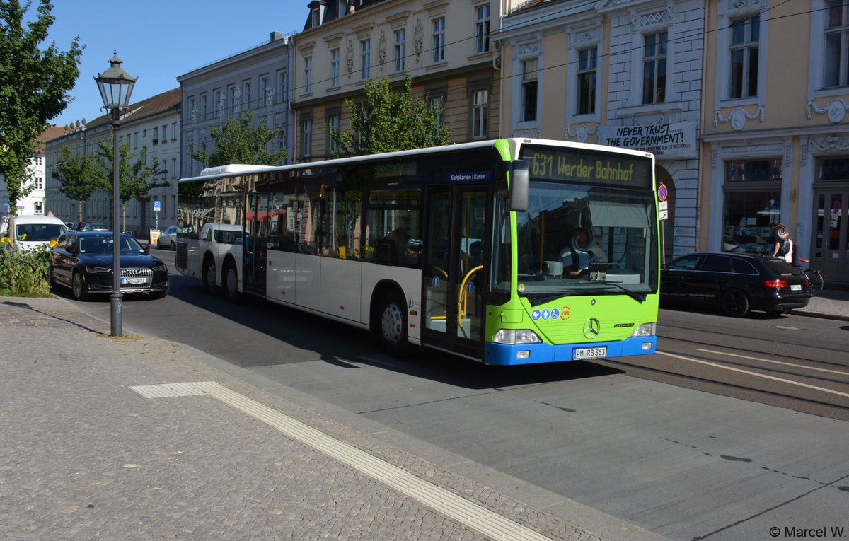 Am 26.07.2018 fuhr PM-RB 363 auf der Linie 631. Aufgenommen wurde ein Mercedes Benz Citaro L / Potsdam, Dortustraße.