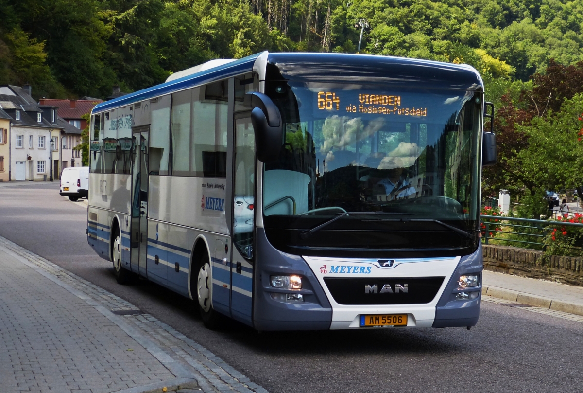 AM 5506, MAN Lion’s Intercity von Autocars Meyers gesehen in Vianden. 07.2018