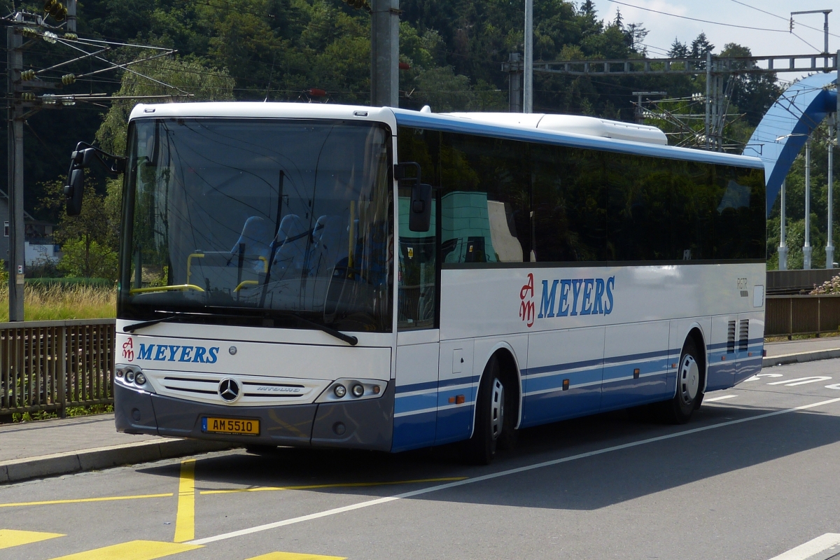 AM 5510  Mercedes Benz Intouro, von Autocars Meyers, aufgenommen am Bahnhof in Ettelbrück. 21.07.2018