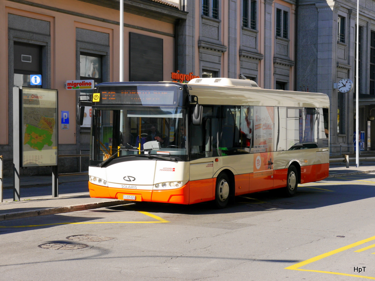 AMSA / Autolinea Mendrisiense SA - Solaris Nr.25  TI 235025 unterwegs in Chiasso am 10.03.2016