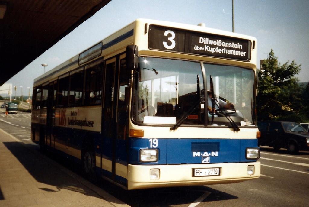 Aus dem Archiv: MAN SL 202  Stadtverkehr Pforzheim , Pforzheim 1988