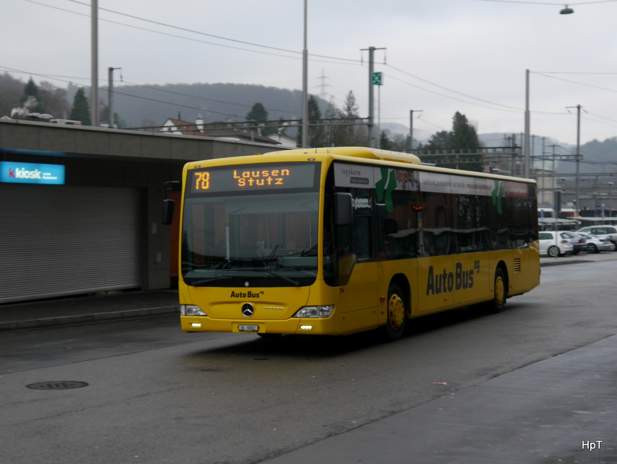 AutoBus AG Liestal - Mercedes Citaro Nr.74  BL 6862 bei den Bushaltestellen vor dem Bahnhof in Liestal am 23.12.2017