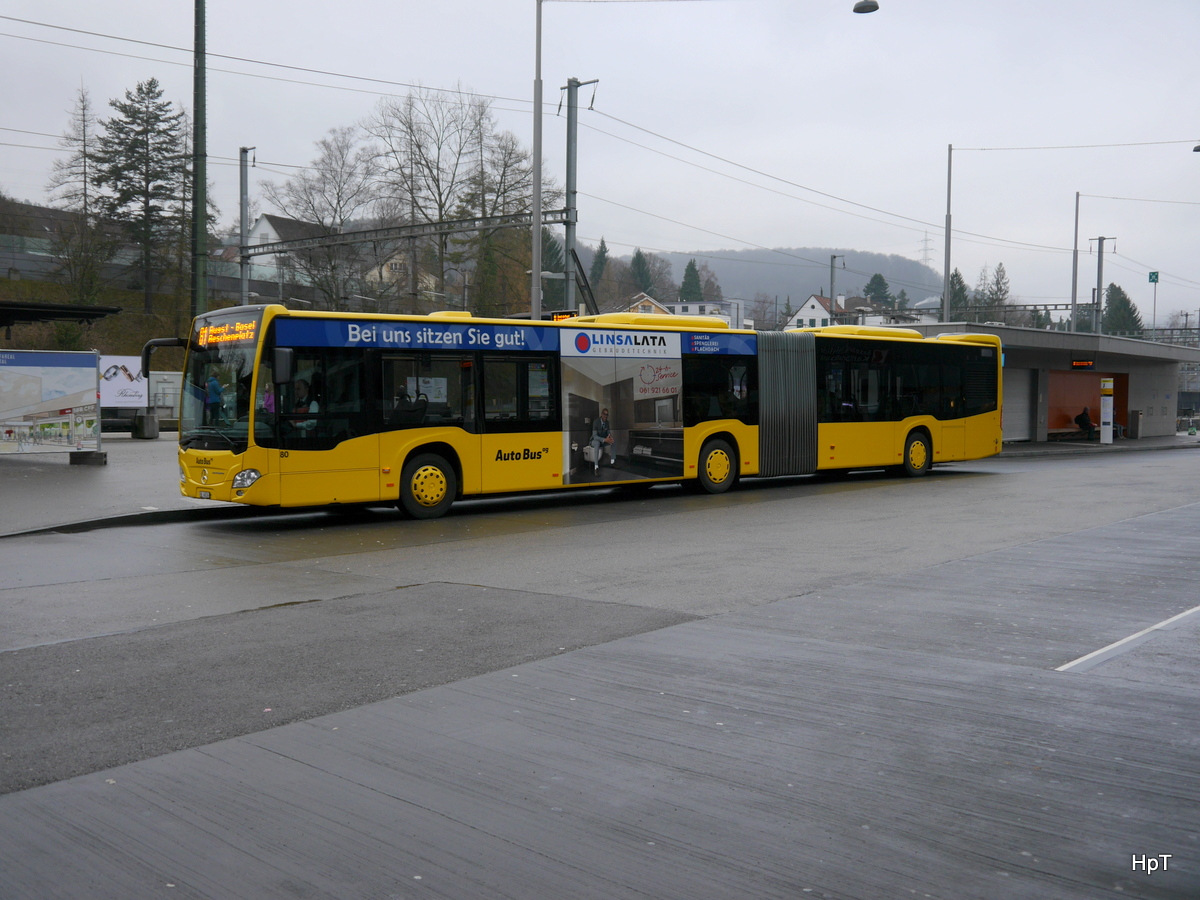 AutoBus AG Liestal - Mercedes Citaro Nr.80  BL 46534 bei den Bushaltestellen vor dem Bahnhof in Liestal am 23.12.2017