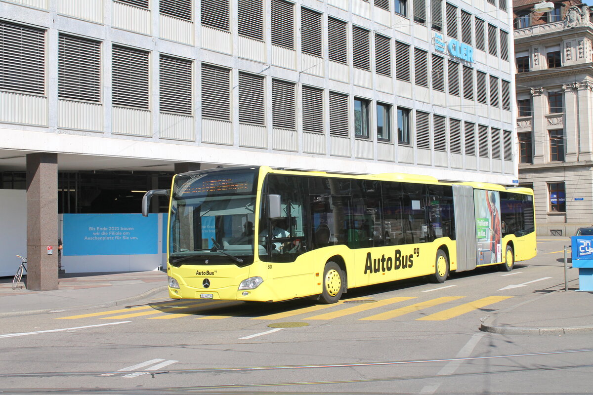 AutoBus ag Nr. 80 (Mercedes Citaro C2 O530G) am 13.9.2021 in Basel, Aeschenplatz
