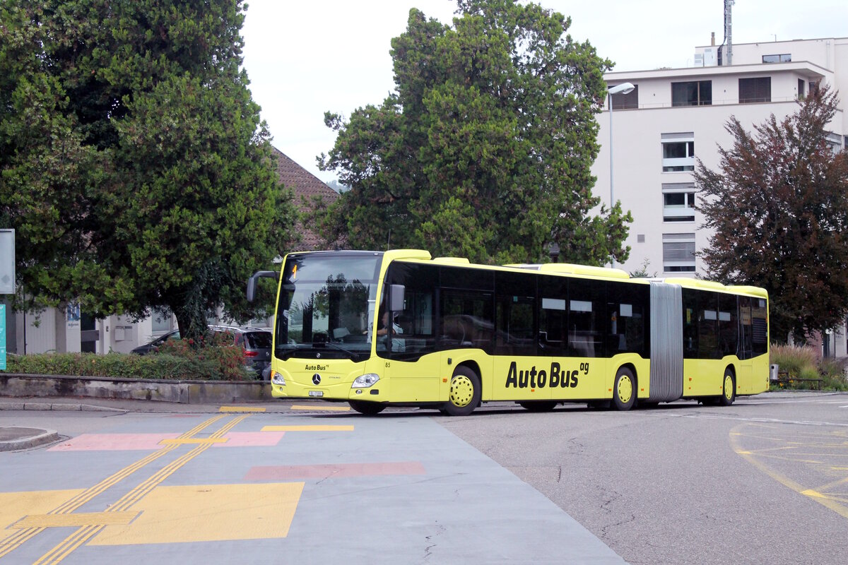 AutoBus ag Nr. 85 (Mercedes Citaro C2 O530G) am 14.9.2025 beim Bhf. Rheinfelden als Bahnersatz nach Basel