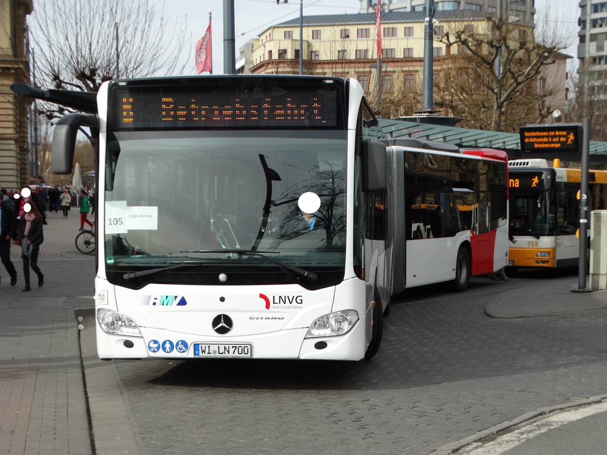 Autobus Sippel Mercedes Benz Citaro 2 G am 04.03.17 als Arena Linie zum Mainz 05 Fußballspiel