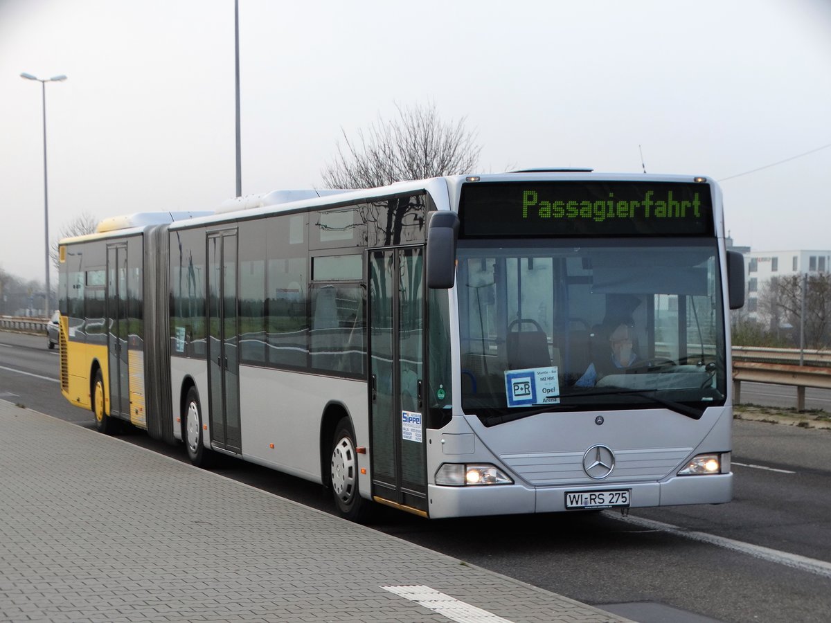 Autobus Sippel Mercedes Benz Citaro 1 G am 02.12.17 in Mainz als Stadionverkehr. Dieser Bus hatte mal ein Opel Logo und machte im Werk Rüsselsheim Besichtigungstouren. 