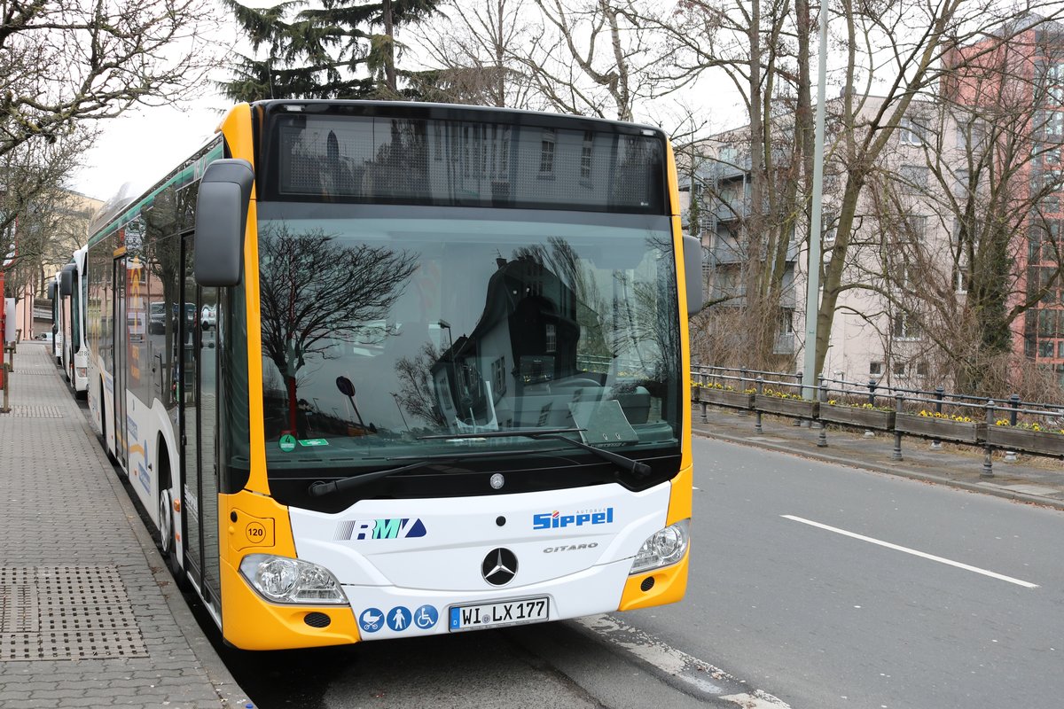 Autobus Sippel Mercedes Benz Citaro 2 am 17.03.18 in Hofheim (Taunus) Bahnhof macht Pause