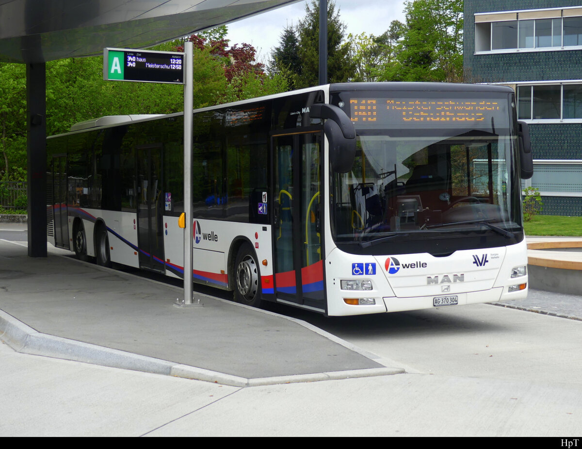 AVA  - MAN Lion`s City  AG  370304 in Wohlen bei den Bushaltestellen am 24.04.2022