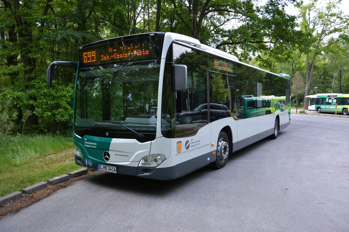 B-MB 3416 (920) fährt am 29.05.2015 auf der Linie 699. Aufgenommen am Bahnhof Rehbrücke / Mercedes Benz Citaro C2.
