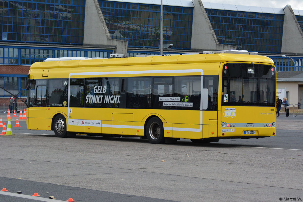 B-V 1686 nimmt an der Bus-EM in Berlin teil. Aufgenommen wurde ein Solaris Urbino 12 electric / 22.09.2018.
