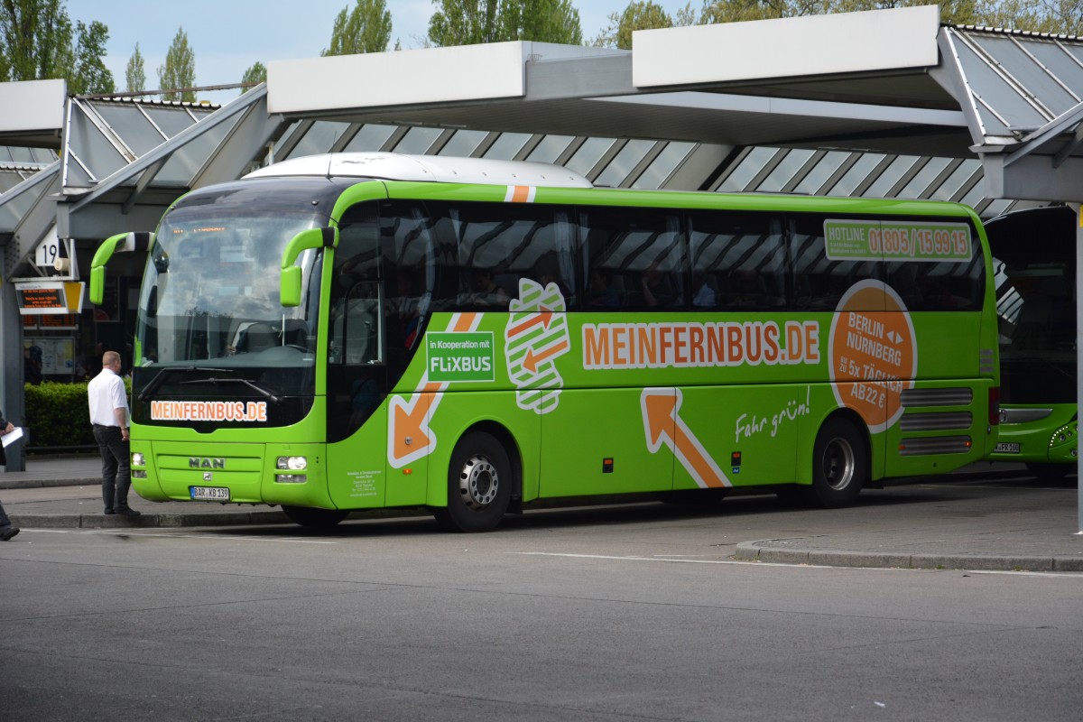 BAR-KB 139 (MAN Lion's Coach) wurde am 05.05.2015 auf den Zentralen Omnibusbahnhof Berlin aufgenommen.

