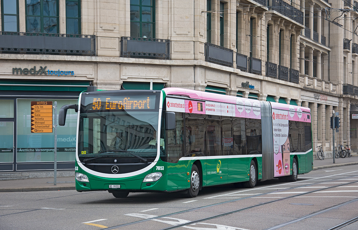 Basel BVB Citaro 2 G Euro G Wagen 7053 als Linie 50, Markthalle, 25.04.2016. 