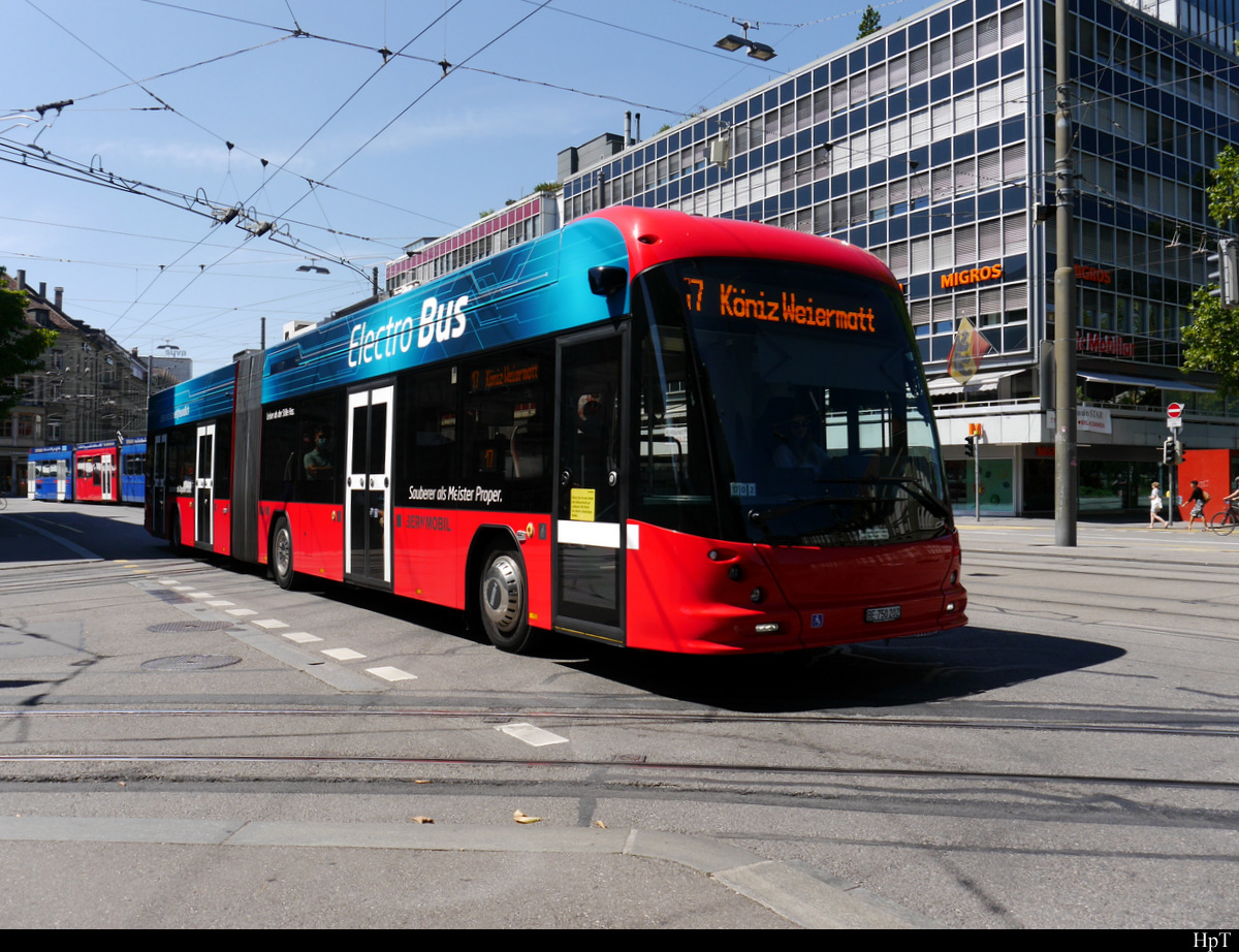 Bern Mobil - Hess E-Bus Nr.202  BE 724202 unterwegs in der Stadt Bern am 08.08.2020