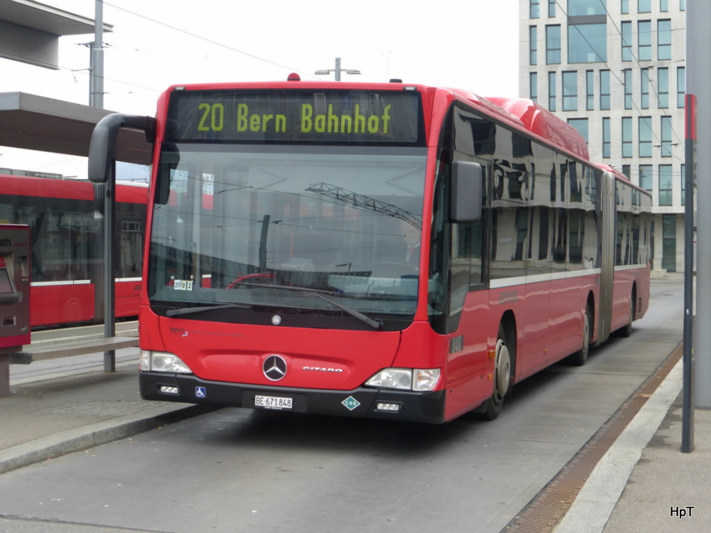 Bern Mobil - Mercedes Citaro Nr.848  BE  671848 unterwegs auf der Linie 20 bei der Haltestelle Bern Wankdorf am 09.11.2014