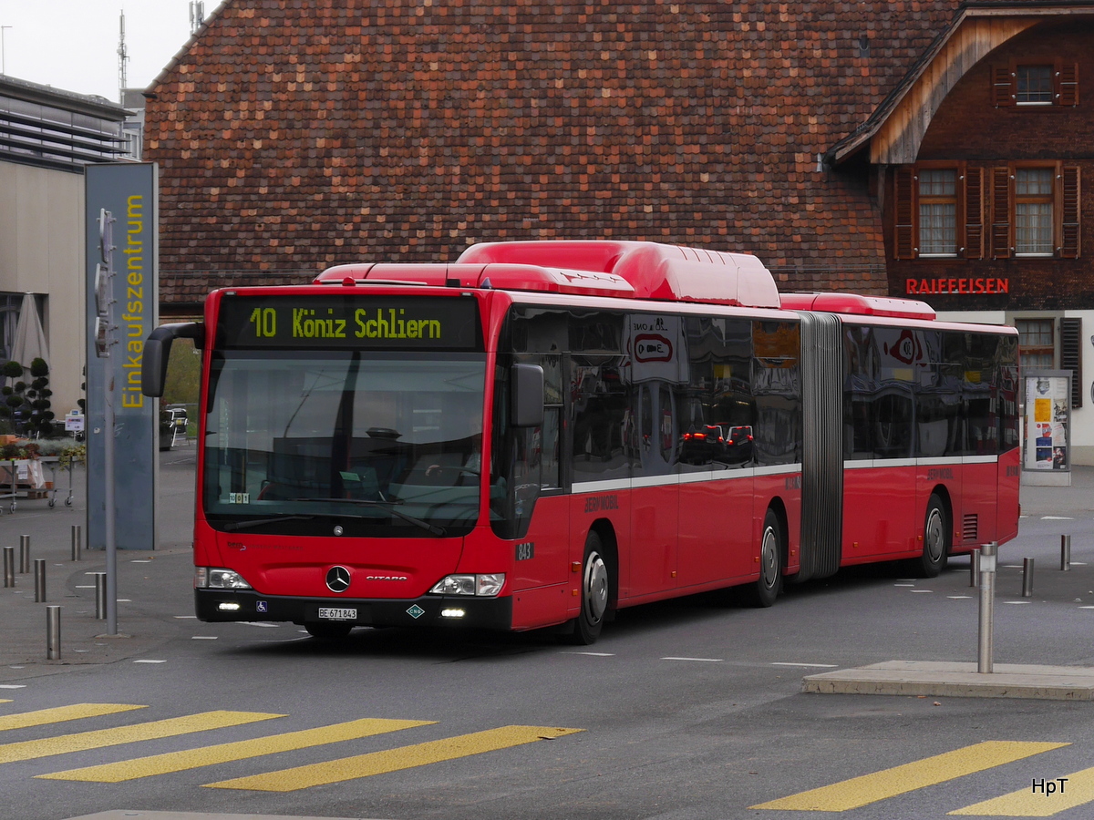 Bern Mobil - Mercedes Citaro  Nr.843  BE  671843 unterwegs auf der Linie 10 in Köniz am 11.10.2015