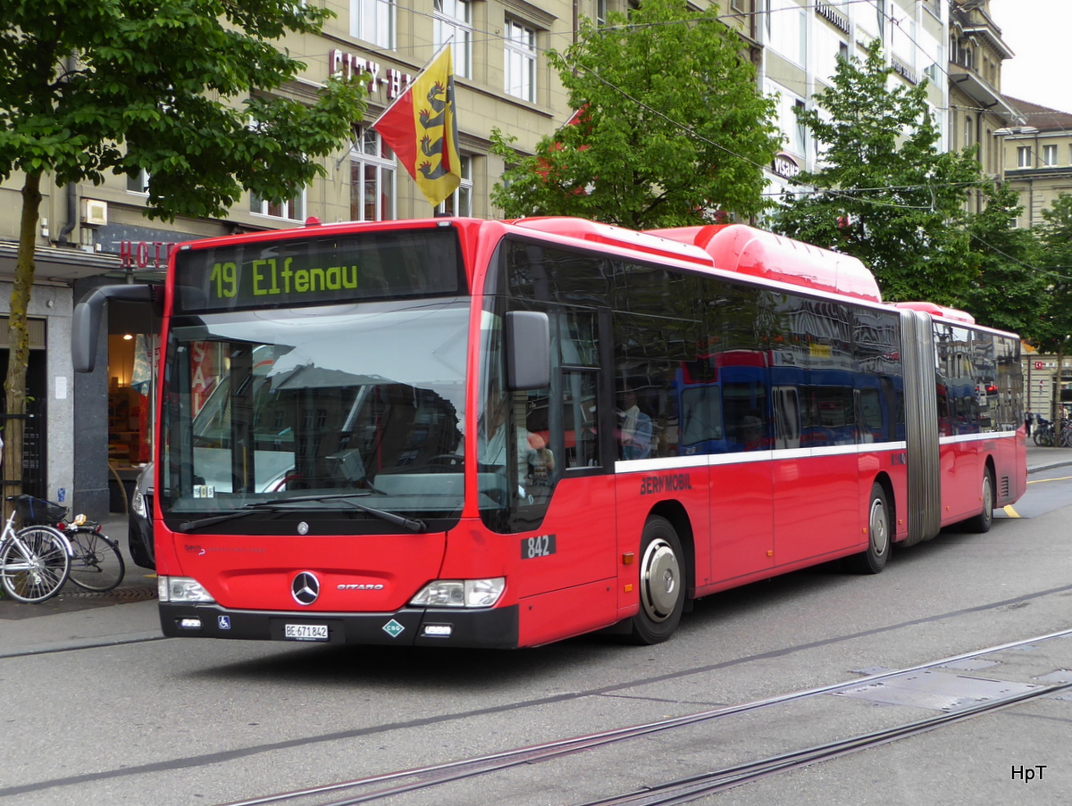Bern Mobil - Mercedes Citaro  Nr.842  BE  671842 unterwegs auf der Linie 19 in der Stadt Bern am 21.06.2016