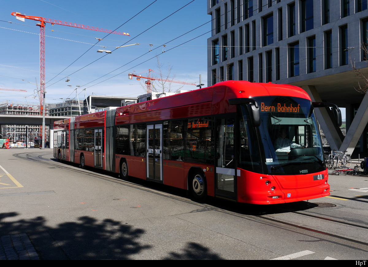 Bern Mobil - Trolleybus Nr.48 unterwegs auf der Linie 20 in der Stadt Bern am 16.03.2019