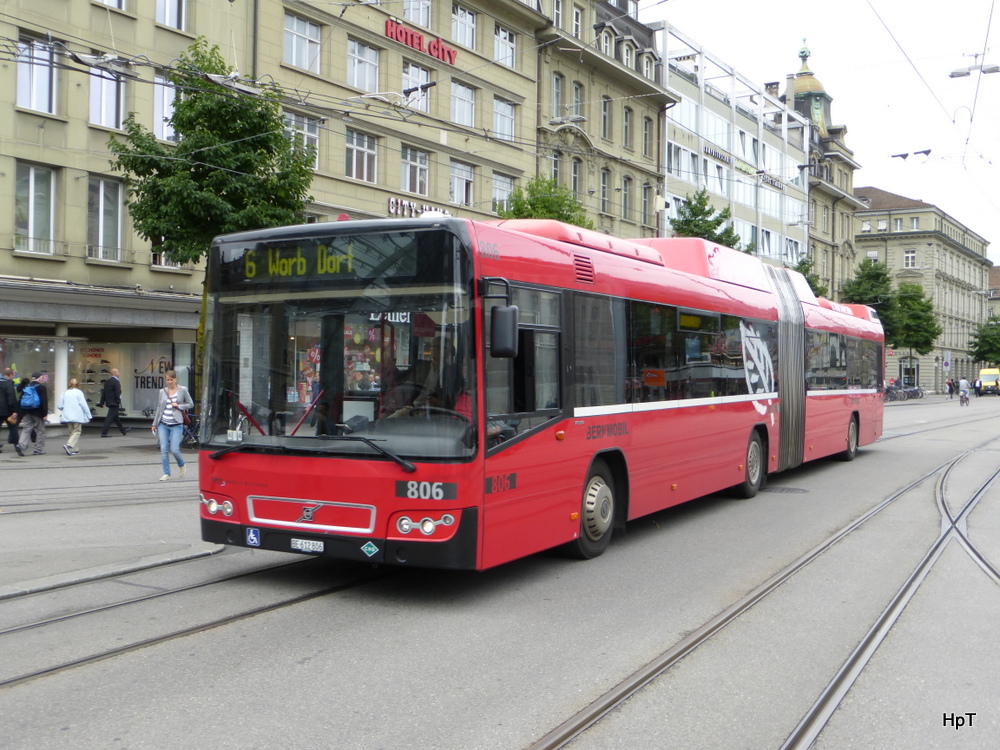 Bern Mobil - Volvo 7700  Nr.806  BE  612806 unterwegs auf der Tramlinie 6 in der Stadt Bern am 29.07.2014