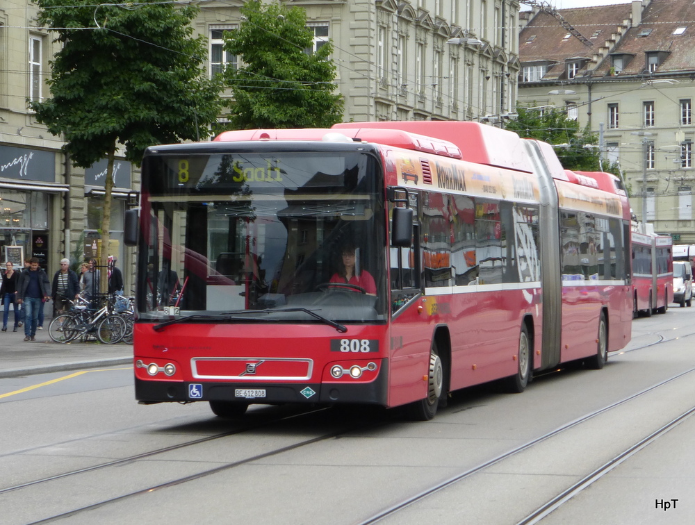 Bern Mobil - Volvo 7700 Nr.808  BE 612808 unterwegs auf der Tramlinie 8 in der Stadt Bern am 29.07.2014