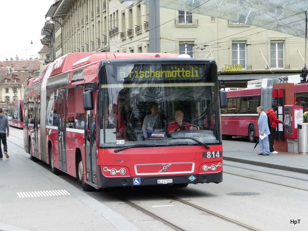 Bern Mobil - Volvo 7700 Nr.814  BE 612814 unterwegs auf der Tramlinie 6 in der Stadt Bern am 29.07.2014