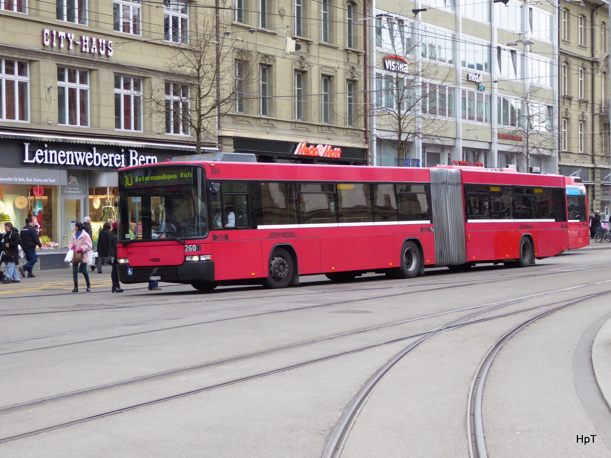 Bern mobil - Volvo-Hess Nr.260  BE 572260 unterwegs auf der Linie 10 in der Stadt Bern am 11.02.2016