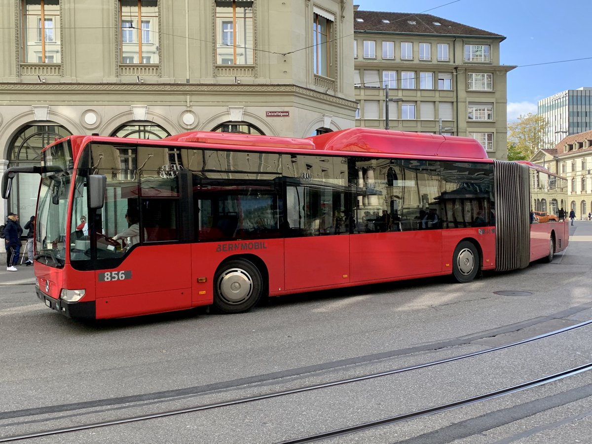 Bernmobil Citaro Facelift CNG 856 am 12.10.20 nach der Abfahrt beim Bahnhof Bern.