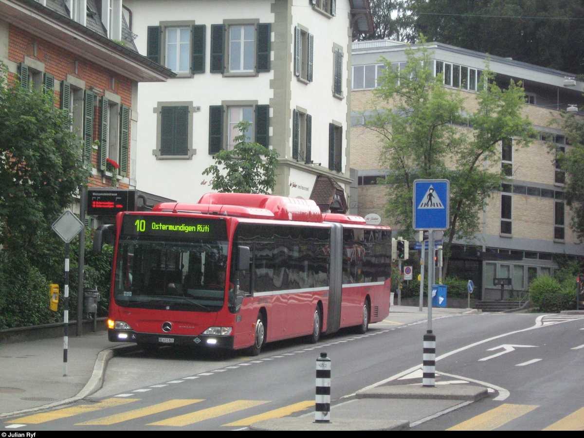 BERNMOBIL CNG Citaro Gelenkbus 862 erreicht am 19.06.2011 die Haltestelle Weissensteinstrasse stadteinwärts.