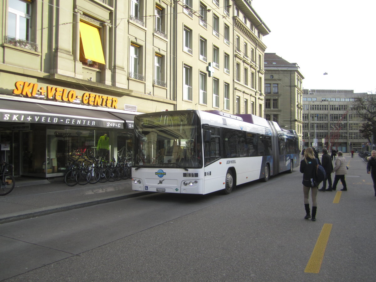 Bernmobil Nr. 831 ''Moonliner'' (Volvo 7700A CNG) am 3.3.2020 beim Hirschengraben