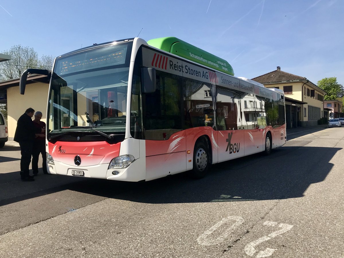 BGU C2 NGT Nr. 29 steht am 21.4.18 beim Bahnhof Süd in Grenchen.