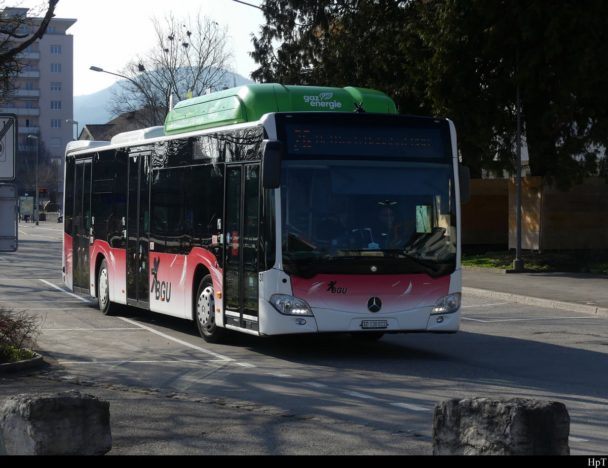 BGU - Mercedes Citaro Nr.31  SO 130022 unterwegs in Grenchen beim Südbahnhof am 06.03.2021
