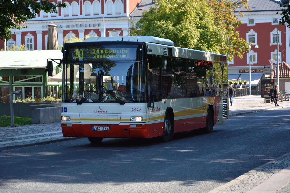 BHZ 184 (MAN Lion's City A78) auf der Linie 30 am 15.09.2014. Aufgenommen in der Innenstadt von Jönköping.