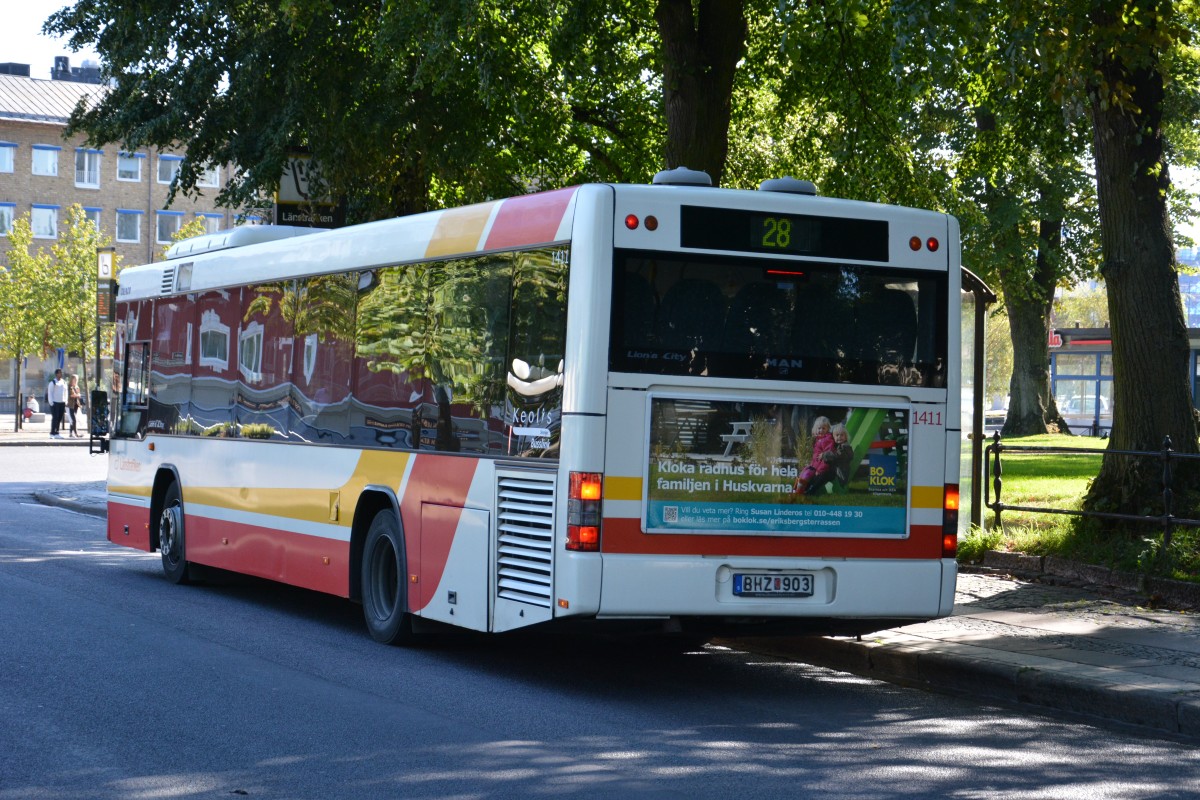 BHZ 903 (MAN Lion's City A78) auf der Linie 28 am 15.09.2014. Aufgenommen in der Innenstadt von Jönköping.