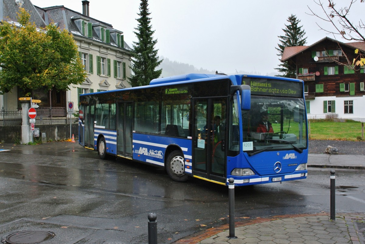 BLS Bahnersatz im Simmental: AFA Citaro I Nr. 91 als Regio Bus Zweisimmen-Wimmis in Zweisimmen, 22.10.2014.
