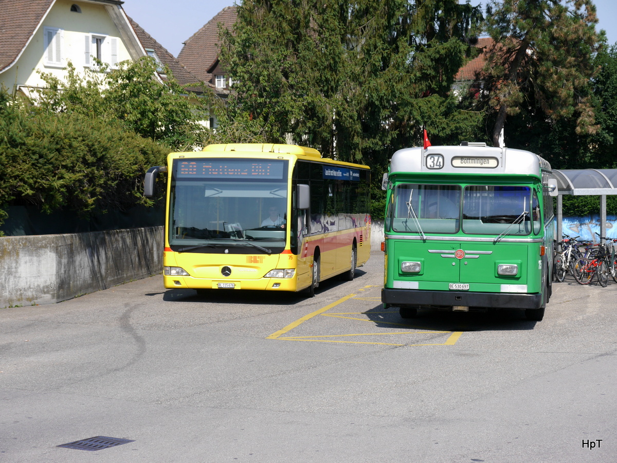 BLT - Mercedes Citaro Nr.75  BL 115676 neben Ex BVB Nr.75 in Bottmingen am 11.09.2016