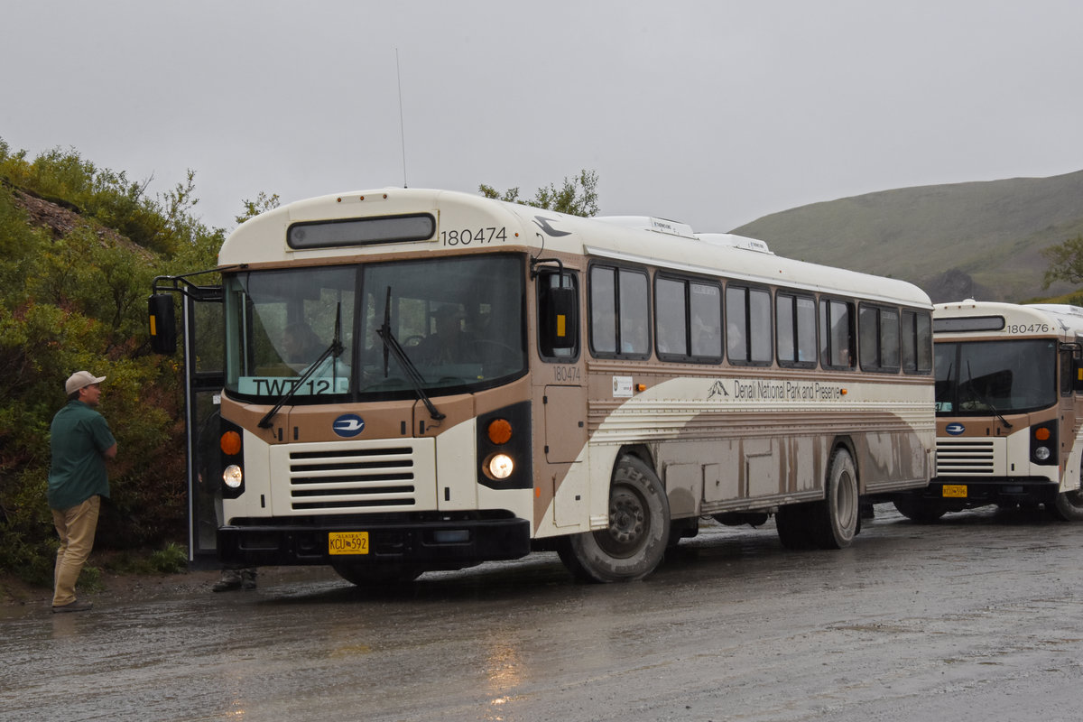 Blue Bird Autobus 180 474 unterwegs im Denali Nationalpark. Die Aufnahme stammt vom 15.08.2019.