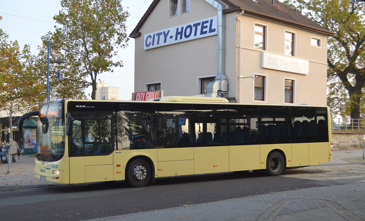 BördeBus Verkehrsgesellschaft mit einem MAN Lion's City am 24.10.19 Magdeburg ZOB