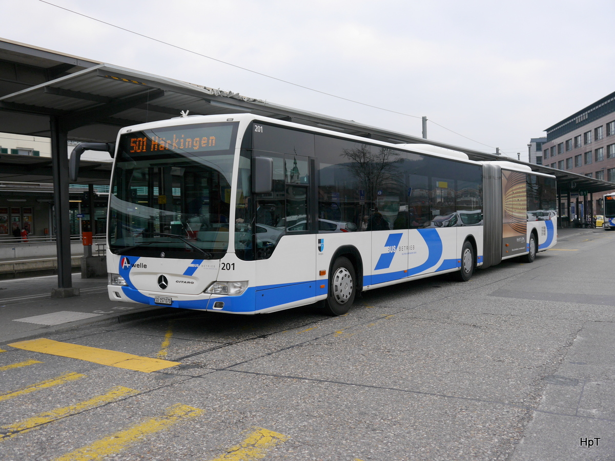BOGG - Mercedes Citaro Nr.201  SO 157070 bei den Bushaltestellen vor dem Bahnhof in Olten am 11.03.2016