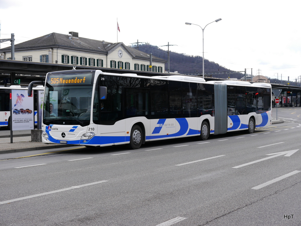 BOGG - Mercedes Citaro Nr.210  SO 186908 unterwegs auf der Linie 502 in Olten bei den Bushaltestellen vor dem SBB Bahnhof Olten am 03.02.2018