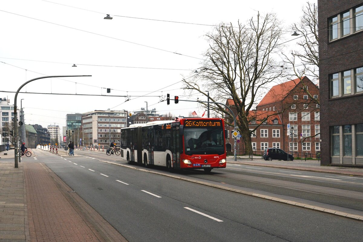 BSAG KOM 4674
HB-BQ 674
Linie 26, Kattenturm
Bremen, Bürgermeister-Smidt-Brücke
13.04.2026