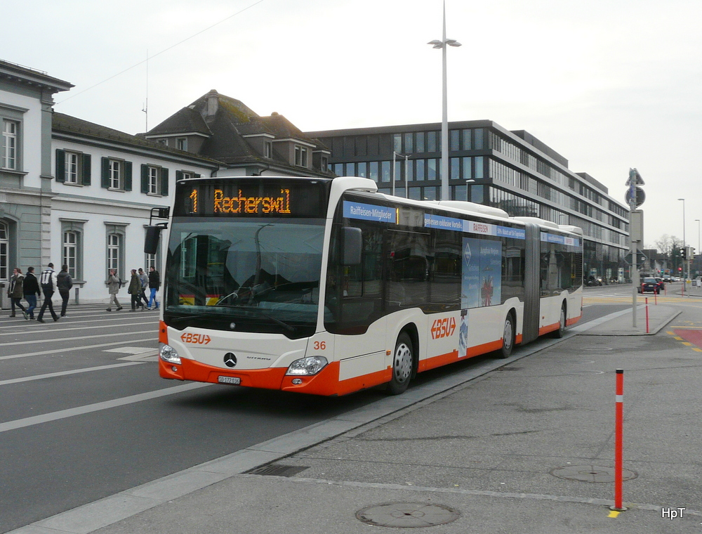 BSU - Mercedes Citaro  Nr.36  SO  172036 unterwegs auf der Linie 1 vor dem Bahnhof in Solothurn am 25.01.2014