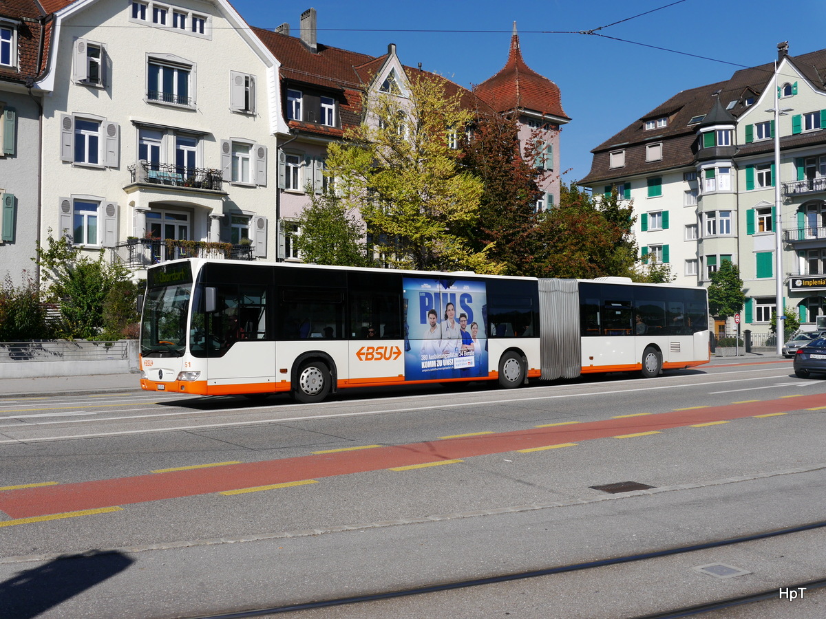 BSU - Mercedes Citaro Nr.51  SO 155951 unterwegs vor dem Bahnhof in Solothurn am 21.09.2017