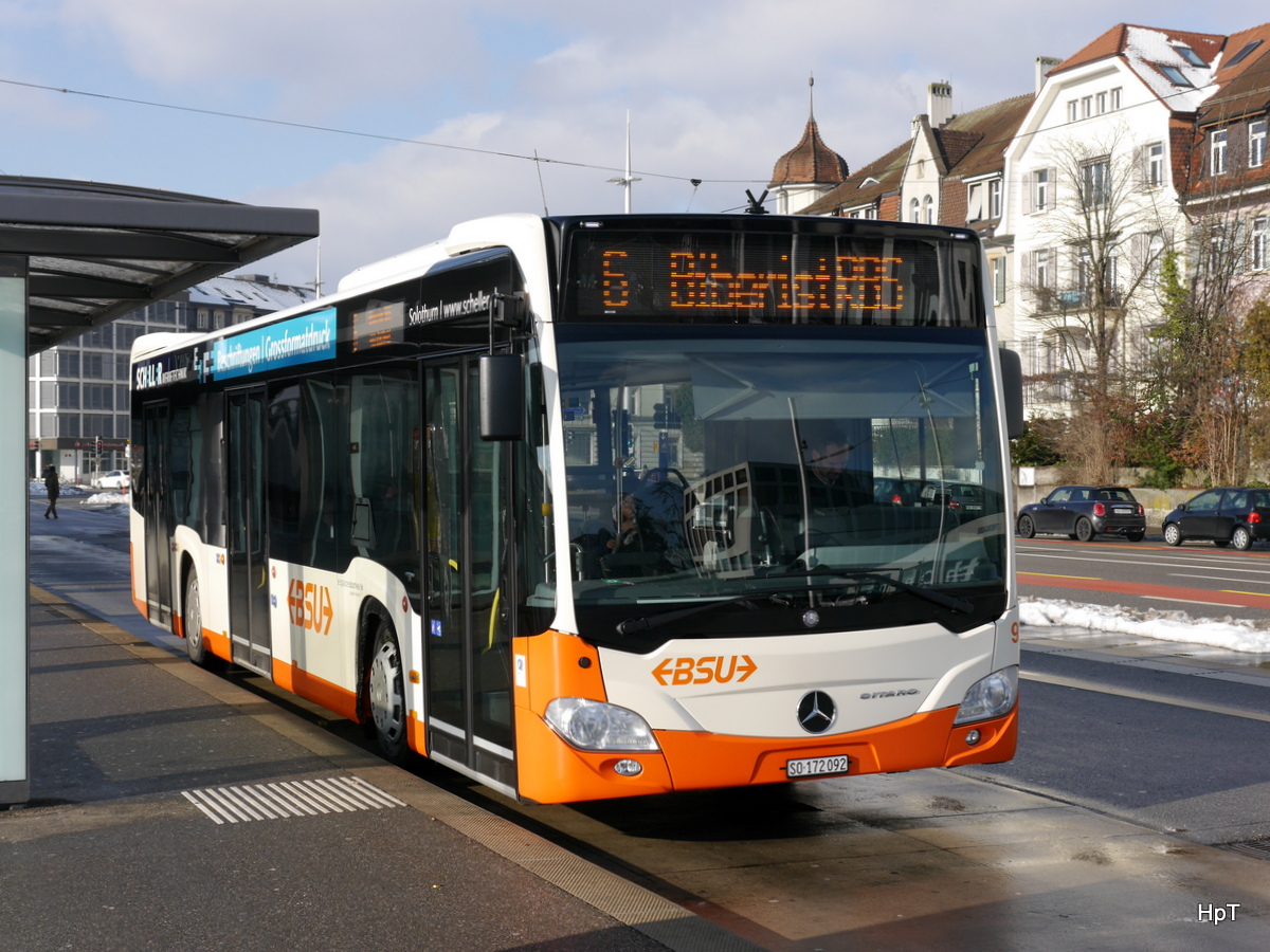 BSU - Mercedes Citaro Nr.92  SO 172092 unterwegs auf der Linie 6 beim Bahnhof Solothurn am 23.01.2016