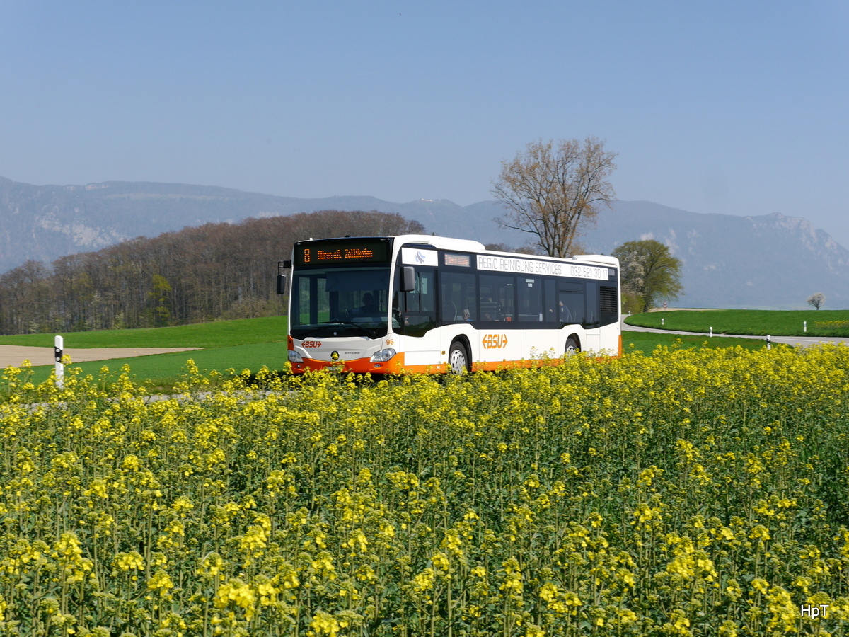 BSU - Mercedes Citaro Nr.96 SO 172096 unterwegs für die RBS auf der Überlandlinie von Solothurn nach Zollikofen bei Leuzigen 08.04.2017