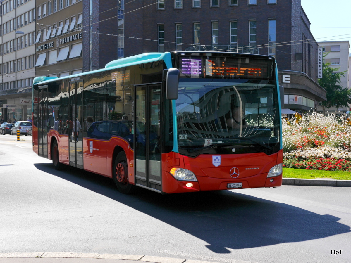 Bus Betrieb-Binggeli - Neuer Mercedes Citaro  BE  20044 unterwegs auf der Linie 75 in der Stadt Biel am 27.08.2016