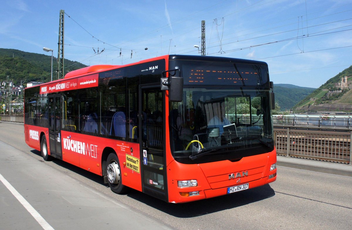 Bus Bingen am Rhein: MAN Lion's City Ü vom Omnibusverkehr Rhein-Nahe GmbH / ORN, aufgenommen im Juli 2017 im Stadtgebiet von Bingen am Rhein.
